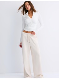 stradivarius απαλό παντελόνι jogger palazzo πέτρα s