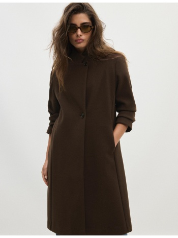 stradivarius βασικό παλτό με απαλή υφή καφέ m