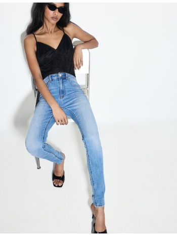 stradivarius d07 ψηλόμεσο τζιν παντελόνι skinny γαλάζιο 36