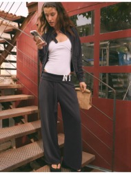 stradivarius παντελόνι jogger με εφέ πλύσης ny ανθρακί l