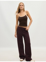 stradivarius παντελόνι jogger με φαρδύ μπατζάκι σκούρο μωβ s