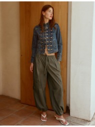 stradivarius denim τζάκετ με κουμπιά 100% βαμβακερό πολύ σκούρο μπλε/αποκολλαρισμένο l
