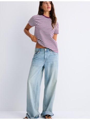 stradivarius βασική ριγέ μπλούζα regular fit b02 με απαλή