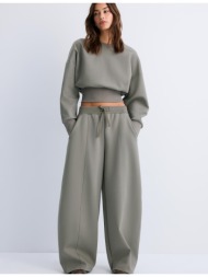 stradivarius jogger παντελόνι με φαρδύ μπαντζάκι 0-456 l