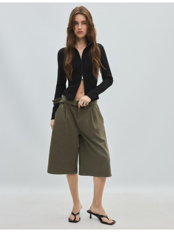 stradivarius φούτερ fitted με φερμουάρ και απαλή υφή μαύρο m