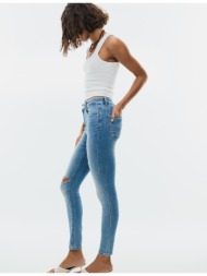 stradivarius d07 ψηλόμεσο τζιν παντελόνι skinny μπλε μεσαίας απόχρωσης 44