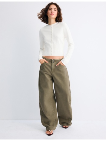 stradivarius tailored ζακέτα με γιακά μάο εκρού m