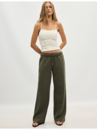 stradivarius παντελόνι jogger με φαρδύ μπαντζάκι χακί s