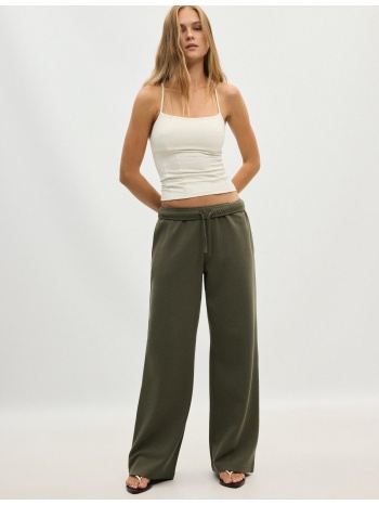 stradivarius παντελόνι jogger με φαρδύ μπαντζάκι χακί s