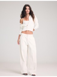 stradivarius barrel παντελόνι 100% βαμβακερό βανίλια 36