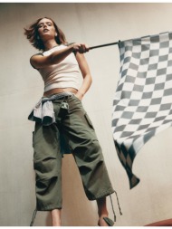 stradivarius παντελόνι cargo κάπρι χακί 44