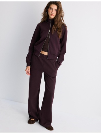 stradivarius παντελόνι jogger με φαρδύ μπατζάκι σκούρο μωβ s