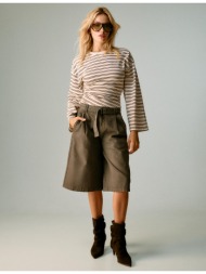 stradivarius baggy βερμούδα με ζώνη χακί 36