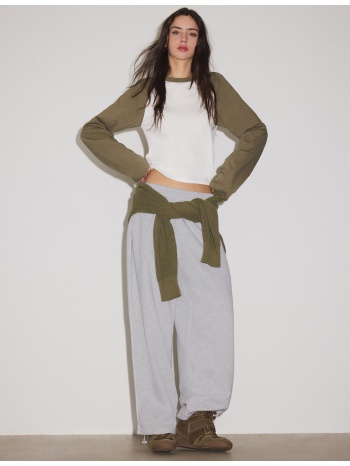 stradivarius παντελόνι jogger με stoppers γκρι μελανζέ l