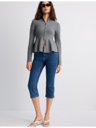 stradivarius πλεκτό πουλόβερ peplum ανθρακί s
