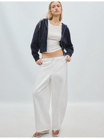 stradivarius φούτερ με κουκούλα και φερμουάρ navy blue xs