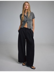 stradivarius εφαρμοστό πουκάμισο με κοντό μανίκι γκρι xs