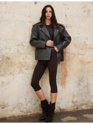 stradivarius biker τζάκετ με όψη δέρματος 0-252 m