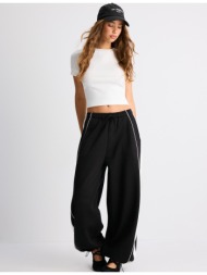 stradivarius jogger παντελόνι φούτερ με στοπ και πλαϊνή ρίγα μαύρο l