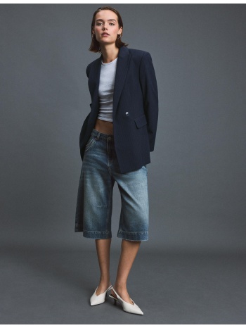 stradivarius εφαρμοστό ριγέ σακάκι navy blue xs