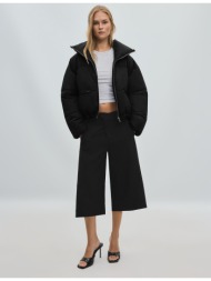 stradivarius καπιτονέ crop μπουφάν με ψηλό γιακά μαύρο xl