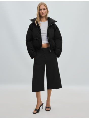 stradivarius καπιτονέ crop μπουφάν με ψηλό γιακά μαύρο xl