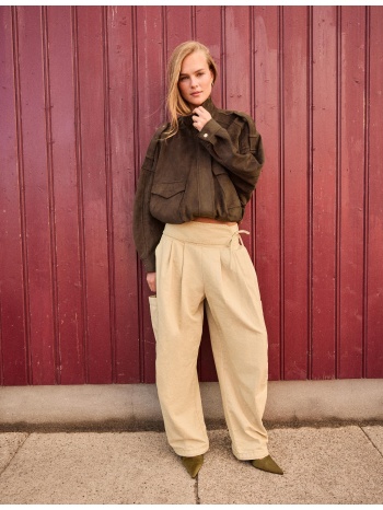 stradivarius oversize τζάκετ από συνθετικό σουέντ καφέ xl