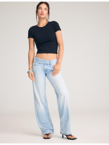 stradivarius χαμηλόμεσο τζιν παντελόνι straight με ζώνη