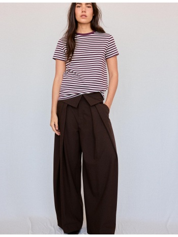 stradivarius βασική ριγέ μπλούζα regular fit b02 με απαλή