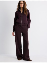 stradivarius b09 κοντό φούτερ με φερμουάρ και ψηλό γιακά σκούρο μωβ s