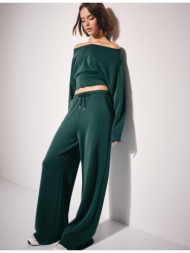 stradivarius απαλό παντελόνι jogger palazzo χακί m