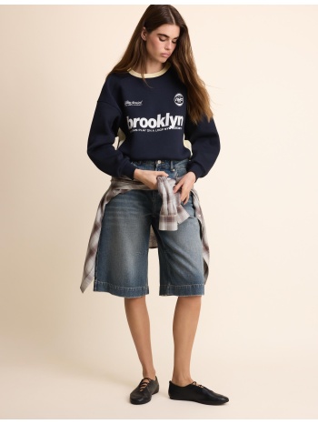 stradivarius φούτερ με γιακά σε αντίθεση navy blue s
