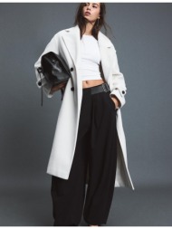 stradivarius μακρύ παλτό oversize με απαλή υφή λευκό m