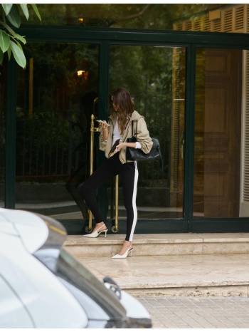 stradivarius κολάν με ρίγα στο πλάι μαύρο m
