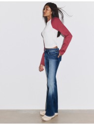 stradivarius χαμηλόμεσο τζιν καμπάνα μπλε overdye 44