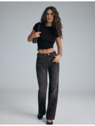 stradivarius d92 τζιν σε ίσια φαρδιά γραμμή με σκισίματα ξεβαμμένο μαύρο 34