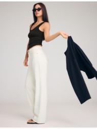stradivarius d92 τζιν παντελόνι straight wide βανίλια 32