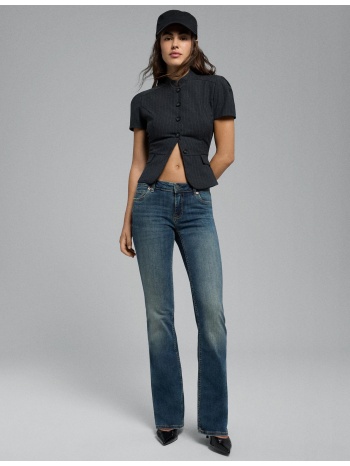 stradivarius d67 τζιν slim bootcut μπλε overdye 34