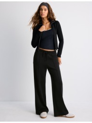stradivarius παντελόνι jogger wide leg με ραφή και απαλή υφή μαύρο m