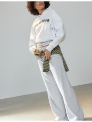 stradivarius παντελόνι jogger με φαρδύ μπαντζάκι γκρι μελανζέ m