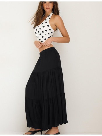 stradivarius μίντι φούστα boho μαύρο xl