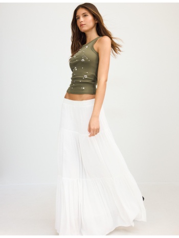 stradivarius μίντι φούστα boho λευκό l