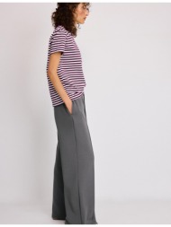 stradivarius παντελόνι wide leg με ραφή και απαλή υφή γκρι s