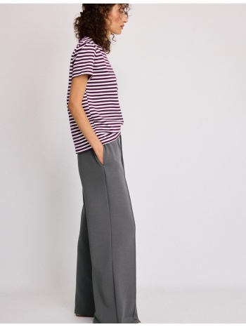 stradivarius παντελόνι wide leg με ραφή και απαλή υφή γκρι s