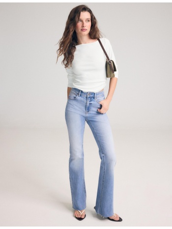 stradivarius d74 ελαστικό τζιν καμπάνα με άνοιγμα γαλάζιο 36