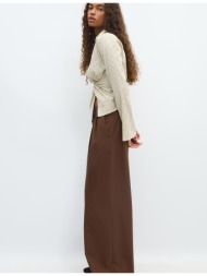 stradivarius αμπιγιέ παντελόνι wide leg με ρυθμιζόμενα κουμπιά καφέ 40
