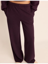 stradivarius jogger παντελόνι με φαρδύ μπαντζάκι σκούρο μωβ l