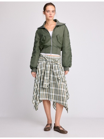 stradivarius bomber τζάκετ τύπου κορσέ χακί s