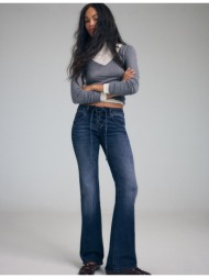stradivarius τζιν παντελόνι bootcut με δέσιμο σκούρο γκρι 32