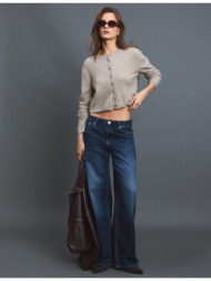 stradivarius πλεκτή ζακέτα με κουμπιά και απαλή υφή πέτρα l